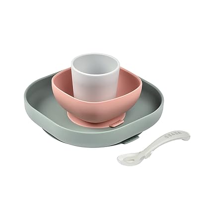 Silicone 4 Piece Baby Feeding Set, Suction Plates