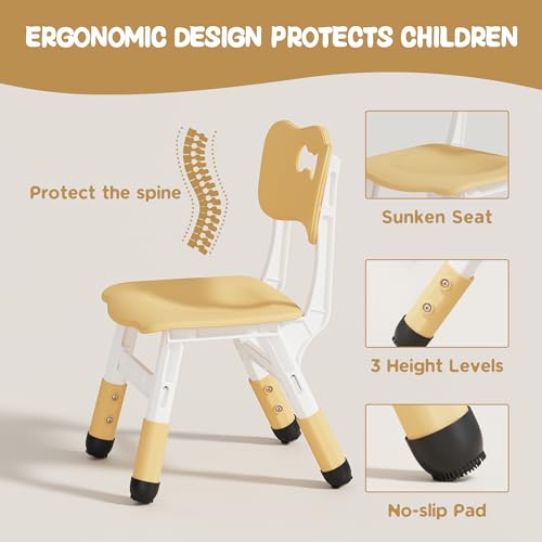 Kids Table and 2 Chairs Set, Height Adjustable Toddler Desk 31.5" L x 23.6" W