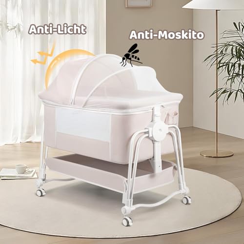 4-in-1 Baby Bassinet Bedside Sleeper with Adjustable Height