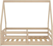 Montessori Floor Bed with Storage Shelf, LED Lights