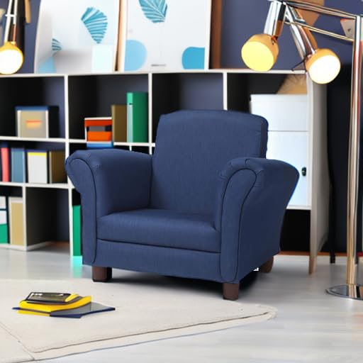 Denim Fabric Child’s Armchair (Kid’s Furniture, 23”L x 17.5”W x 18.3”H) Children's Furniture