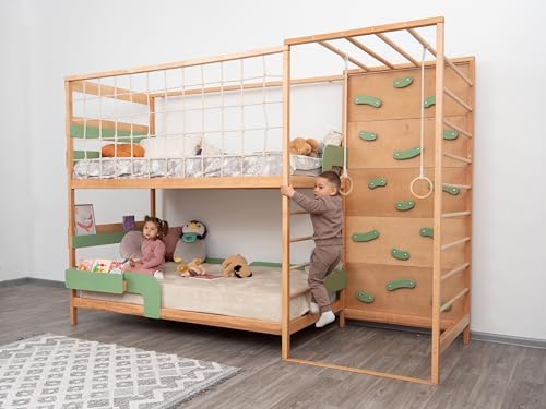 2-in-1 Bunk Bed with Desk and Indoor Jungle Gym