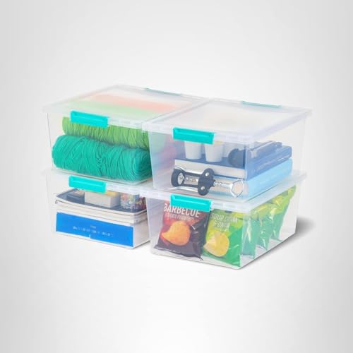 12 Qt Clear Plastic Storage Bins with Lids 4-Pack