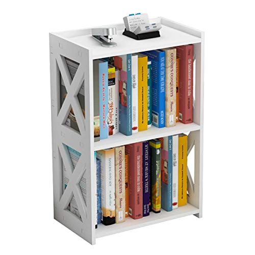 Side Table, 3 Tier 2 Shelf Small Bookshelf Bookcase