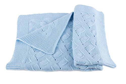 Boys Luxury 100% Cashmere Baby Blanket - 'Baby Blue'