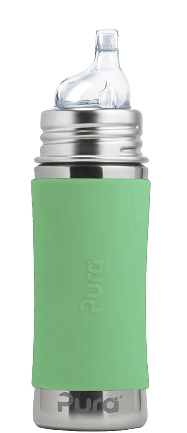 Stainless Steel Sippy Cup Bottle w/Sleeve, Plastic-Free