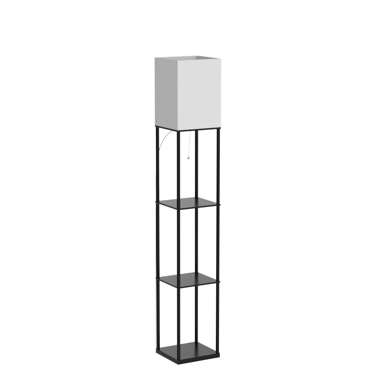 Floor Lamp with Shelves, Modern Square Standing Lamp with 3