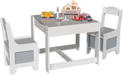 3 in 1 Kids Table and Chairs with Storage and Detachable Top