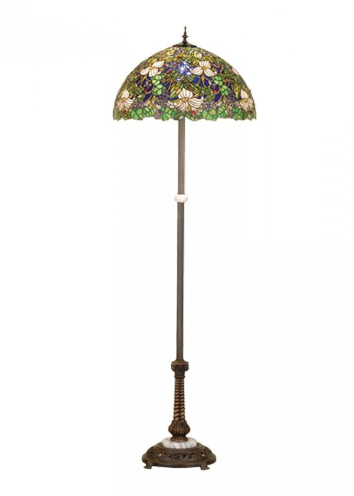 Tiffany Style Trillium Violet Stained Glass Floor Lamp