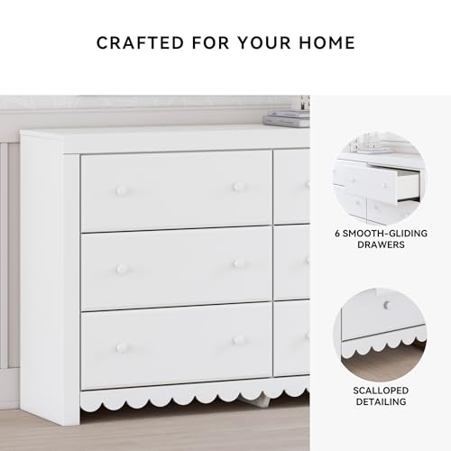 Coastal 6-Drawer Dresser with Scalloped Detailing