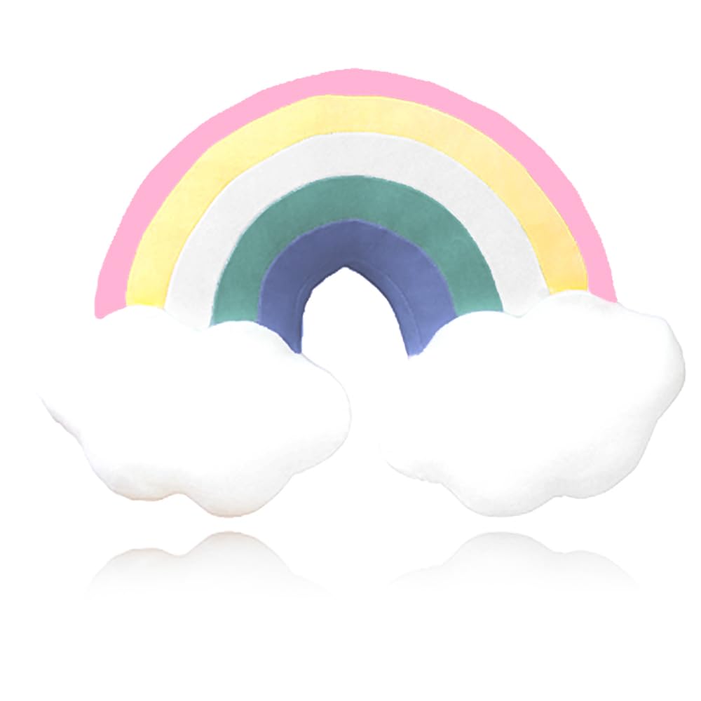 Rainbow Pillow for Girls, 21" Cloud Plush Stuffy, Cloud Shaped Throw Pillow, Car Travel Plush,Rainbow Decor, Car Home Decorations