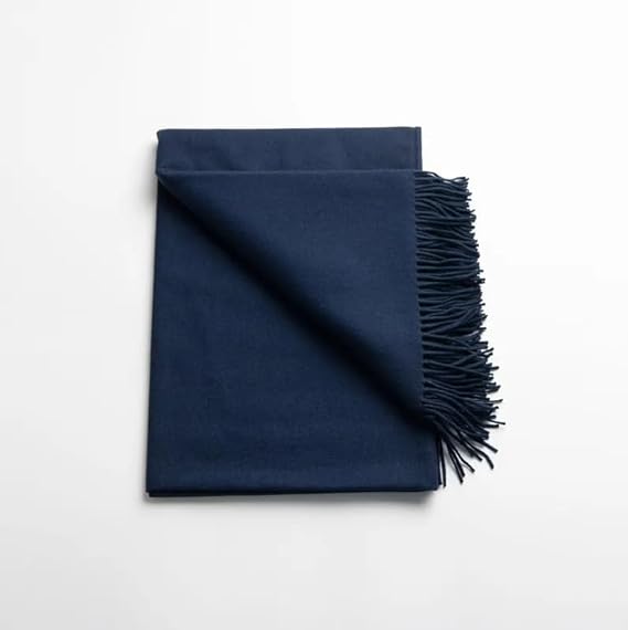 Lincove Pure Cashmere-Merino Wool Blanket - Warm & Soft Throw Blanket - 74"x55" Comfortable and Cozy Throw Blankets for Couch, Sofa, or Chair - Lightweight and Classic Throws - Sapphire