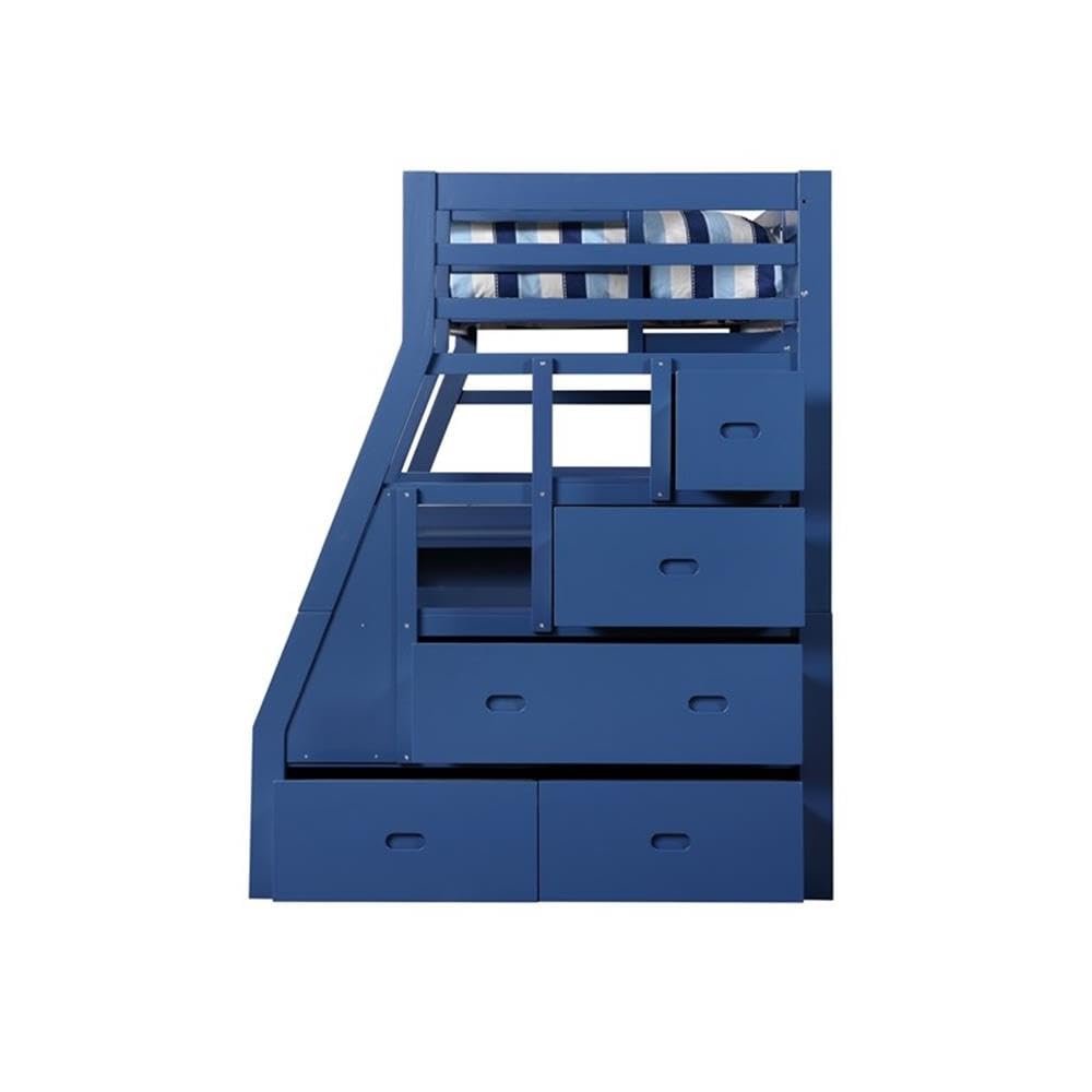 Storage Loft Bed with Desk and Drawers Navy Blue