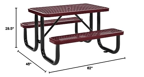 Expanded Metal Rectangular Outdoor Steel Picnic Table
