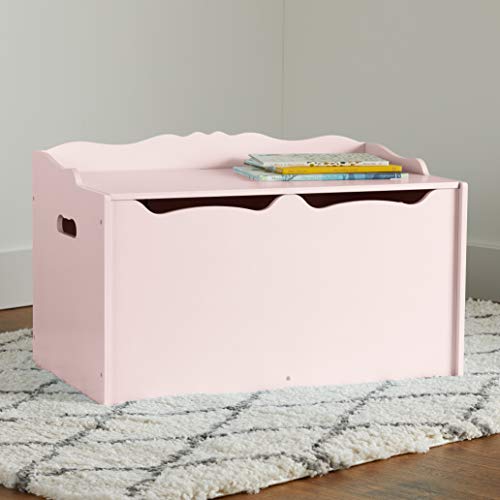 Wooden Toy Storage Chest with Safety Lid - Pink