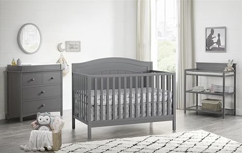 4-in-1 Convertible Baby Crib with Shiplap Headboard