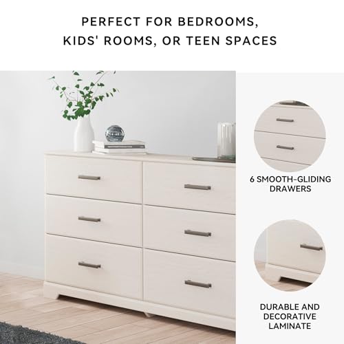 6 Drawer Dresser White Modern Scandinavian Style