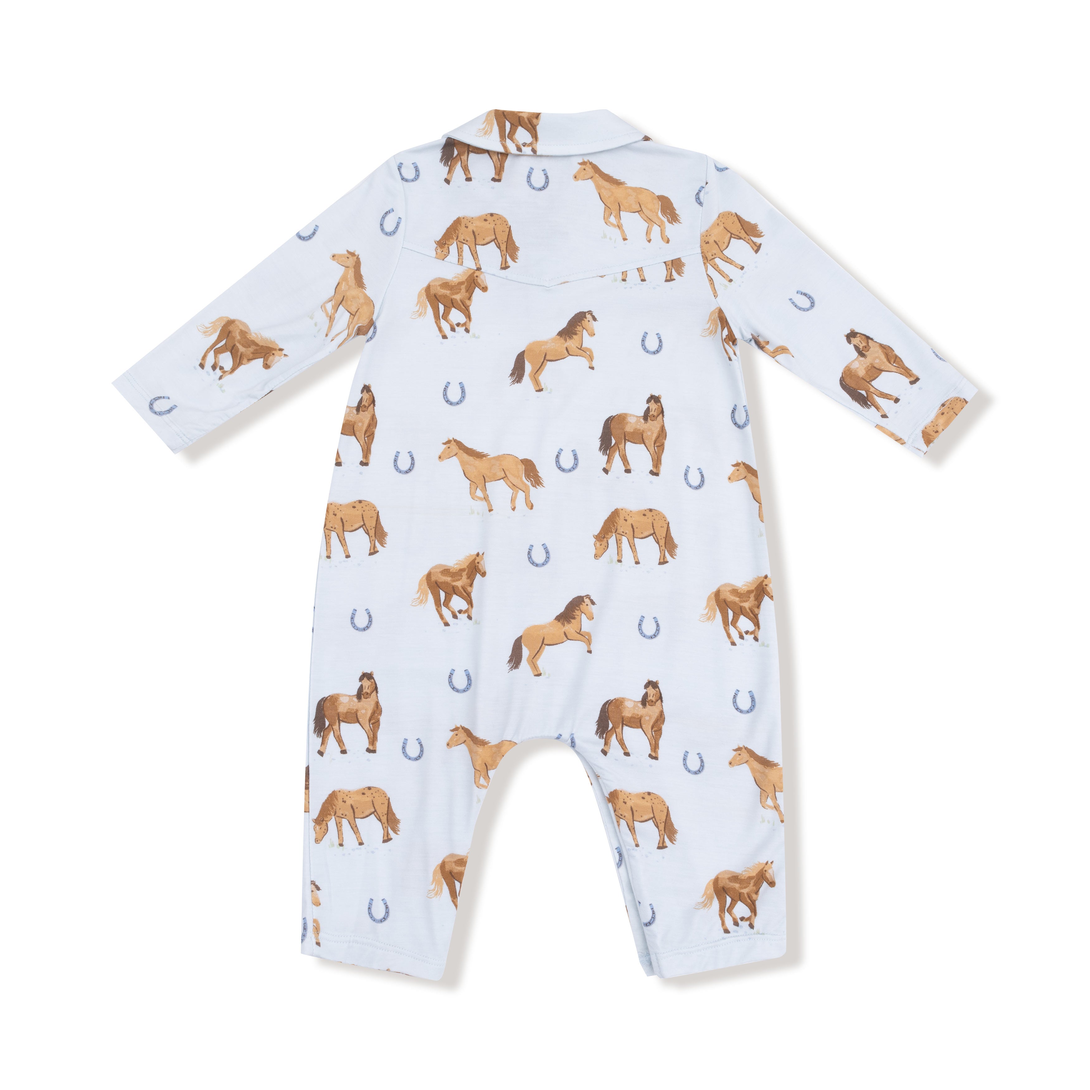 Horses - Blue - Long Sleeve Cowboy Romper