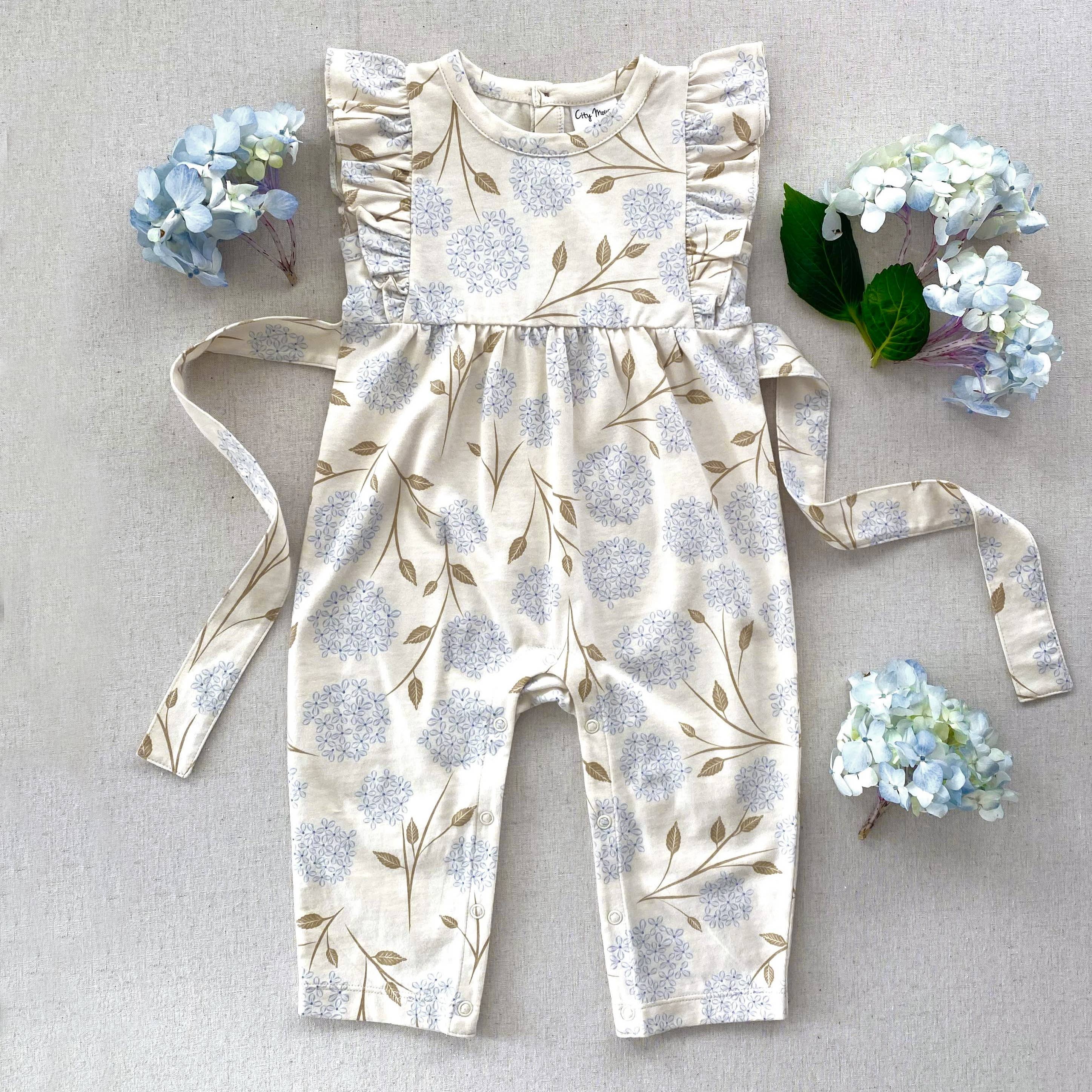Flutter Long Romper - Hydrangea