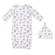 Football Nursery - Lap Shoulder Gown and Knotted Hat