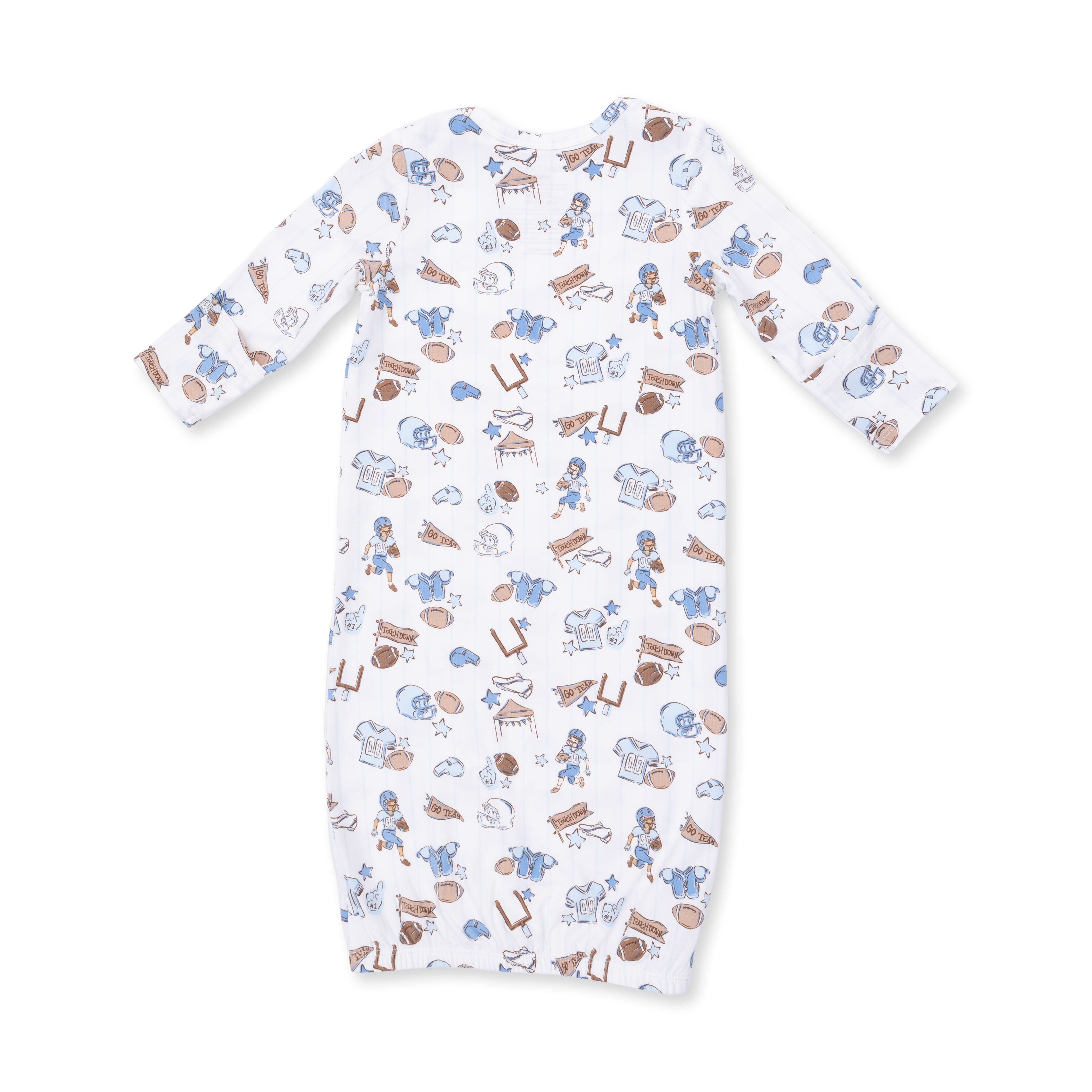 Football Nursery - Lap Shoulder Gown and Knotted Hat
