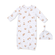 Little Explorer Fox - Lap Shoulder Gown and Knotted Hat