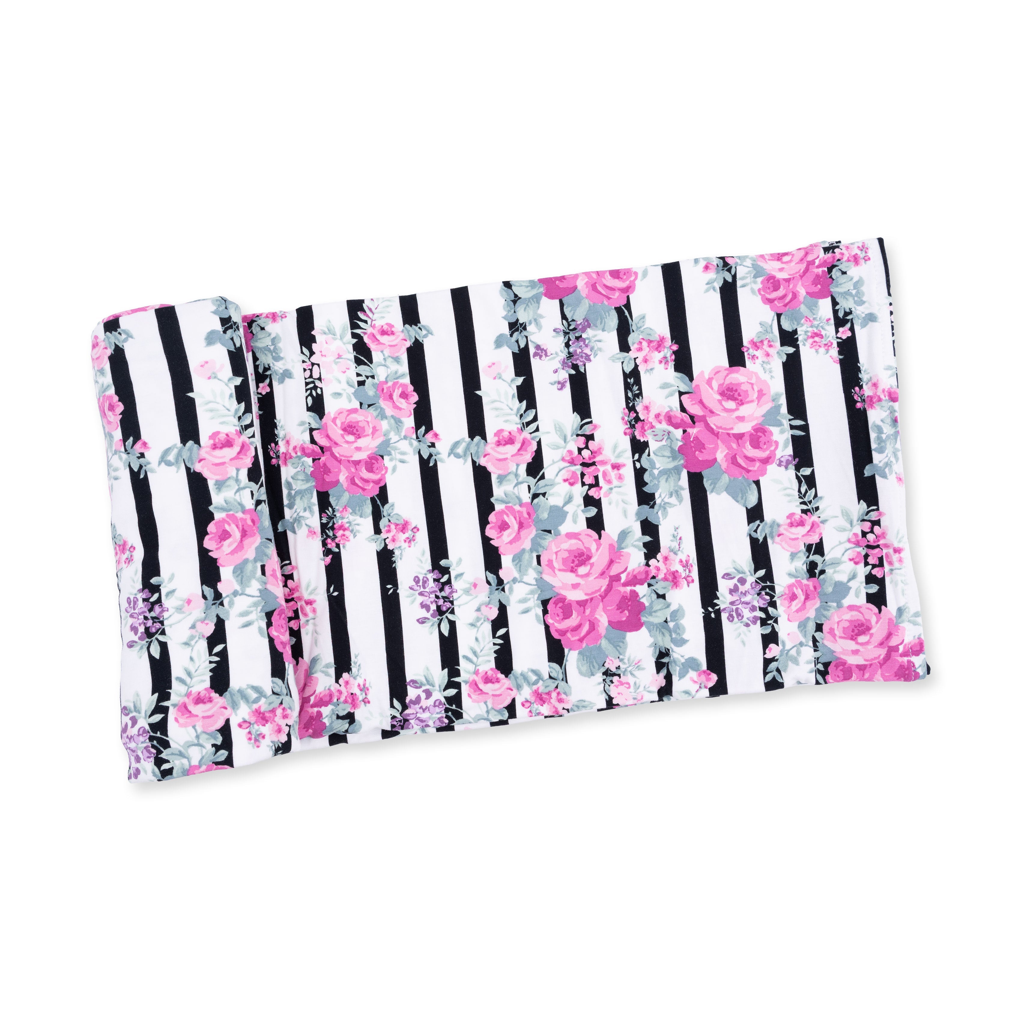 Cabbage Rose Stripe - Swaddle Blanket
