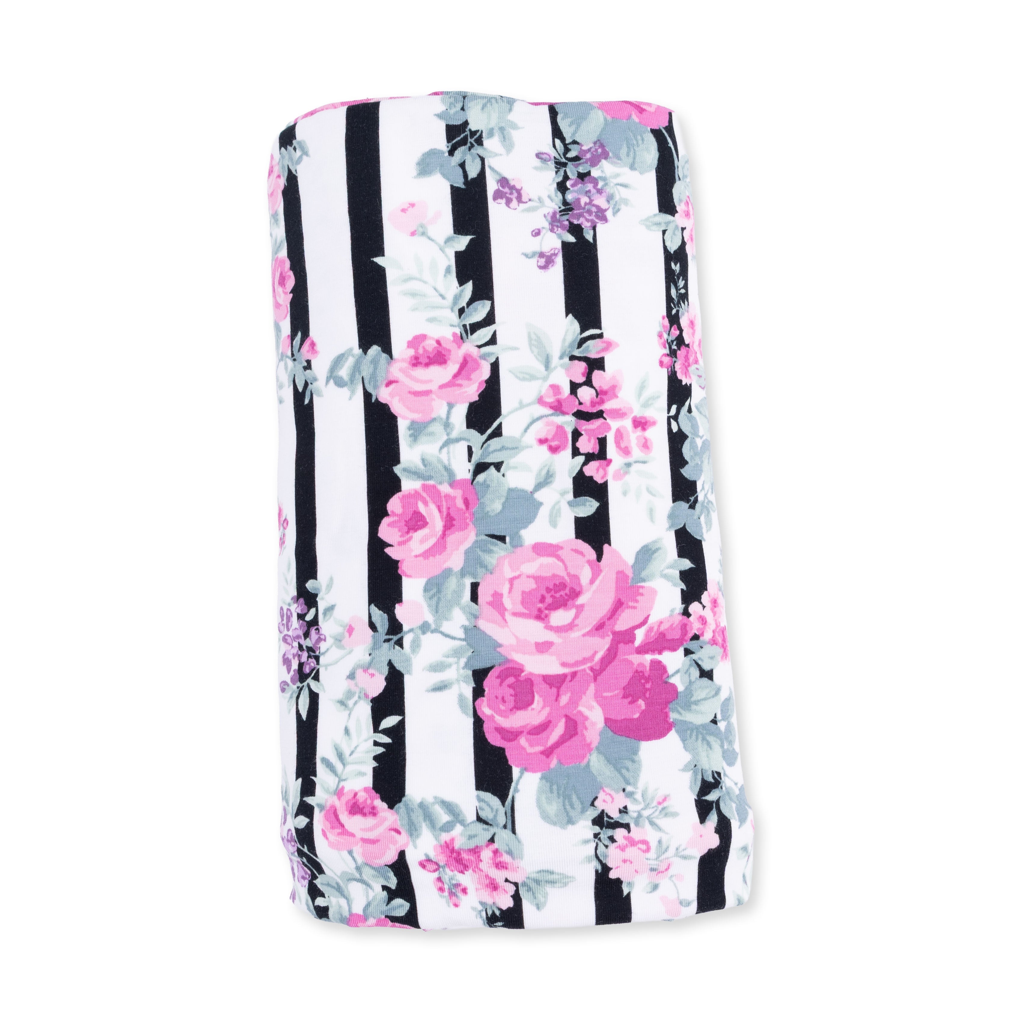 Cabbage Rose Stripe - Swaddle Blanket