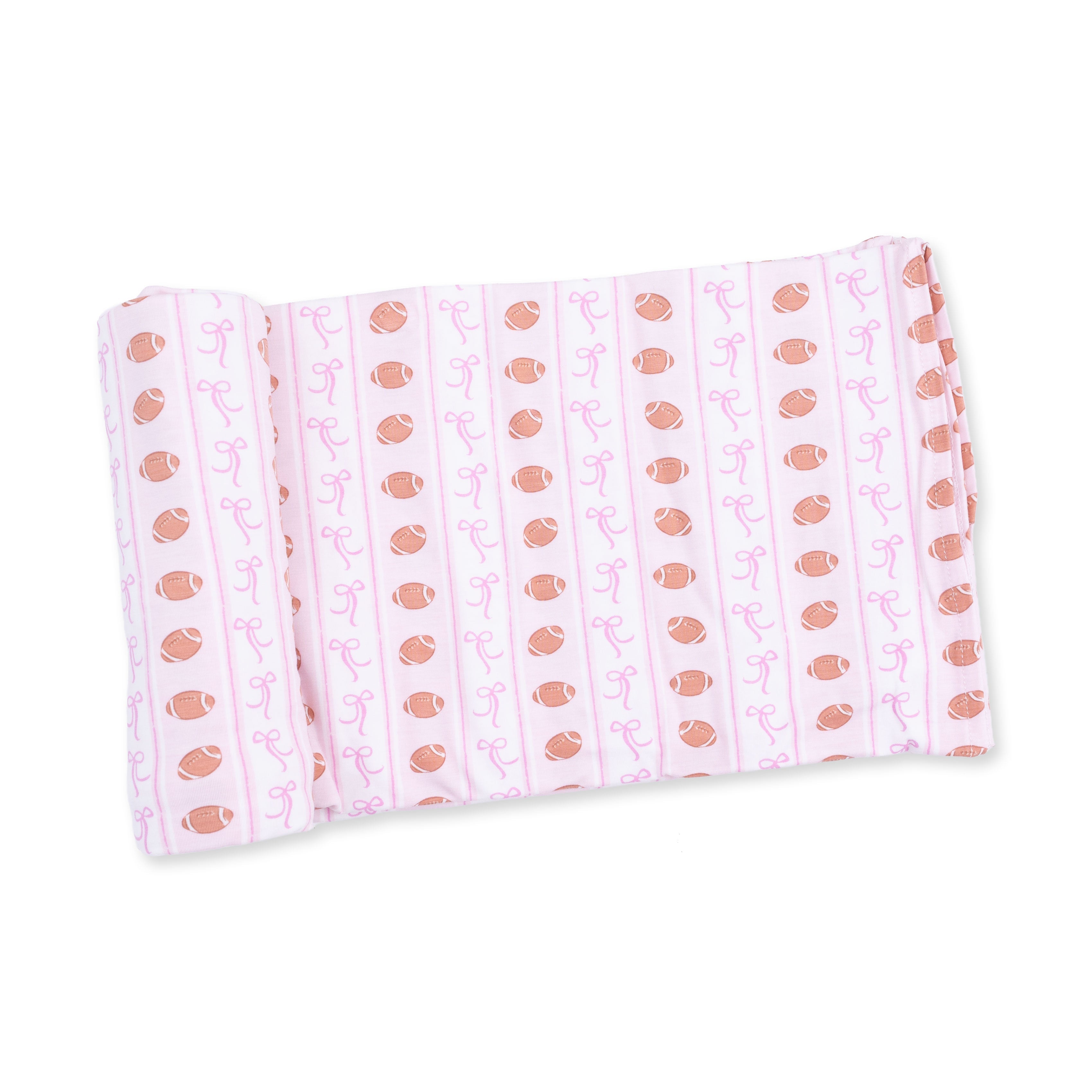 Football Bow Stripe - Swaddle Blanket