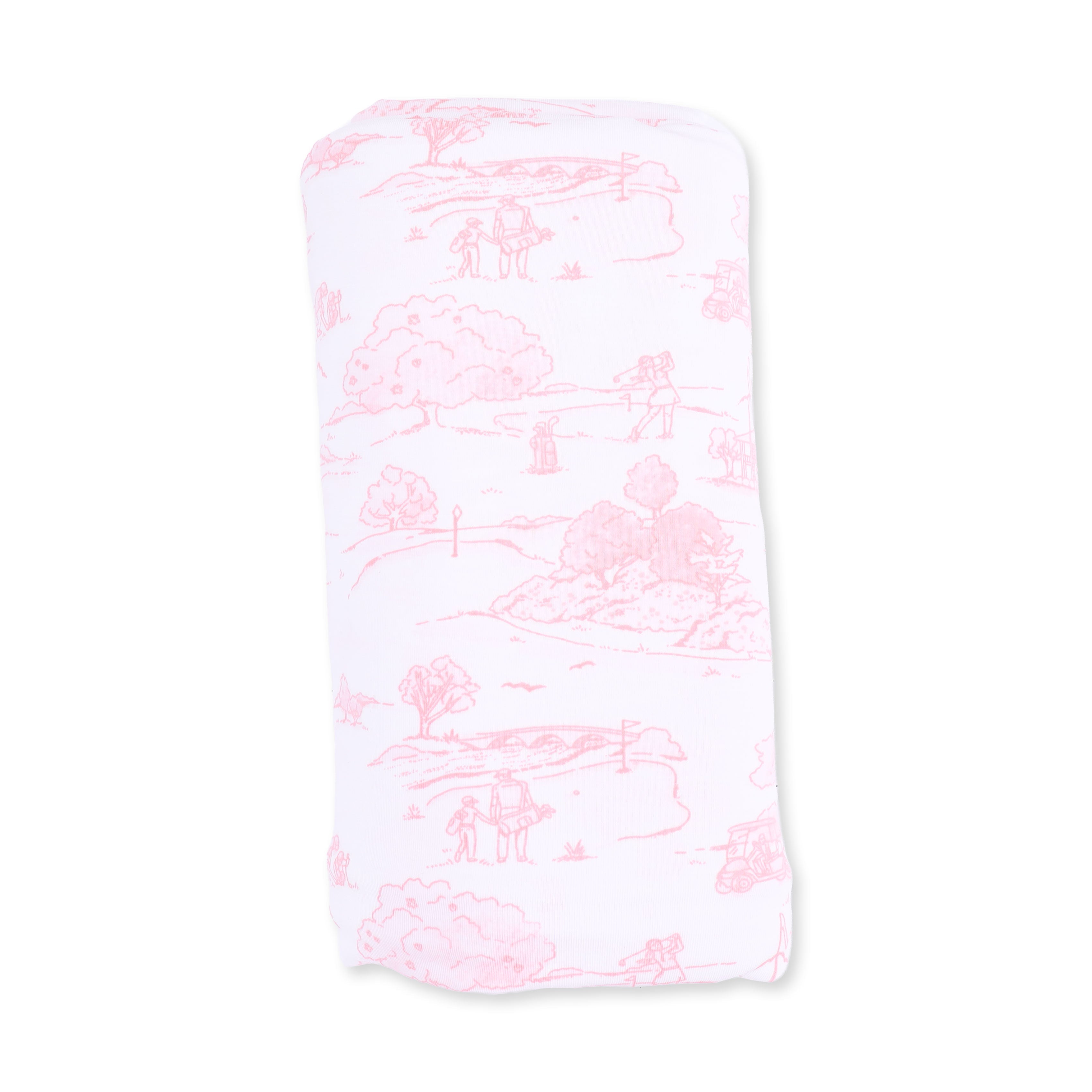 Golf Toile Pink - Swaddle Blanket