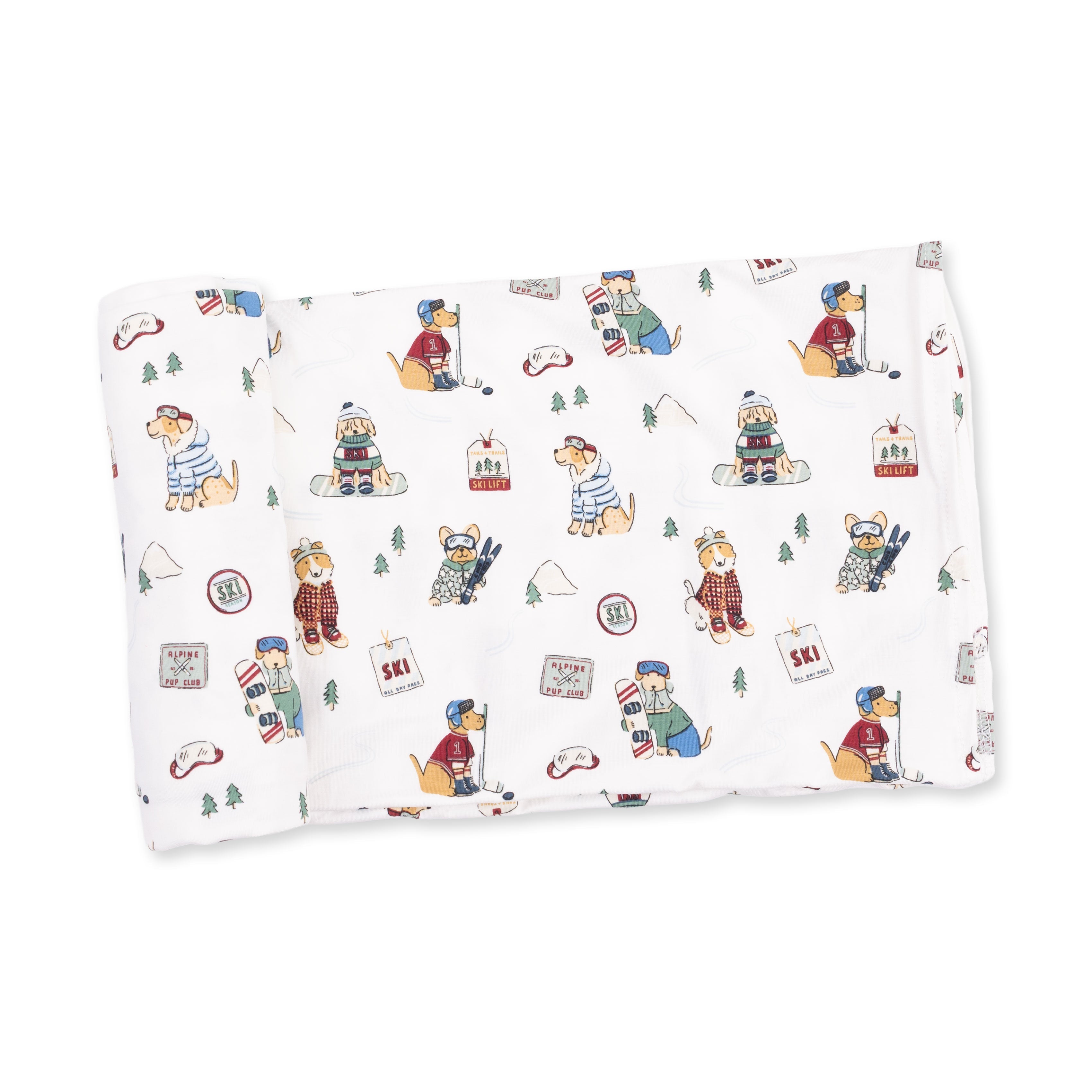 Winter Sports Dogs Green - Swaddle Blanket