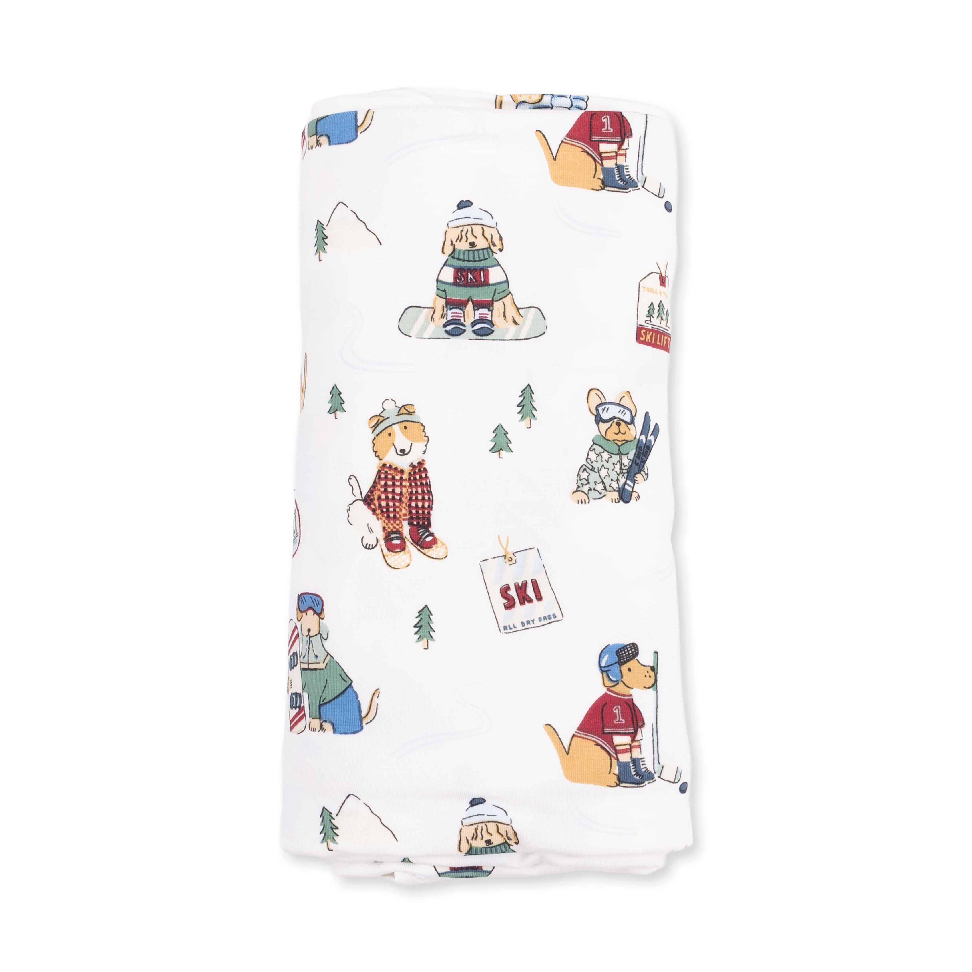 Winter Sports Dogs Green - Swaddle Blanket