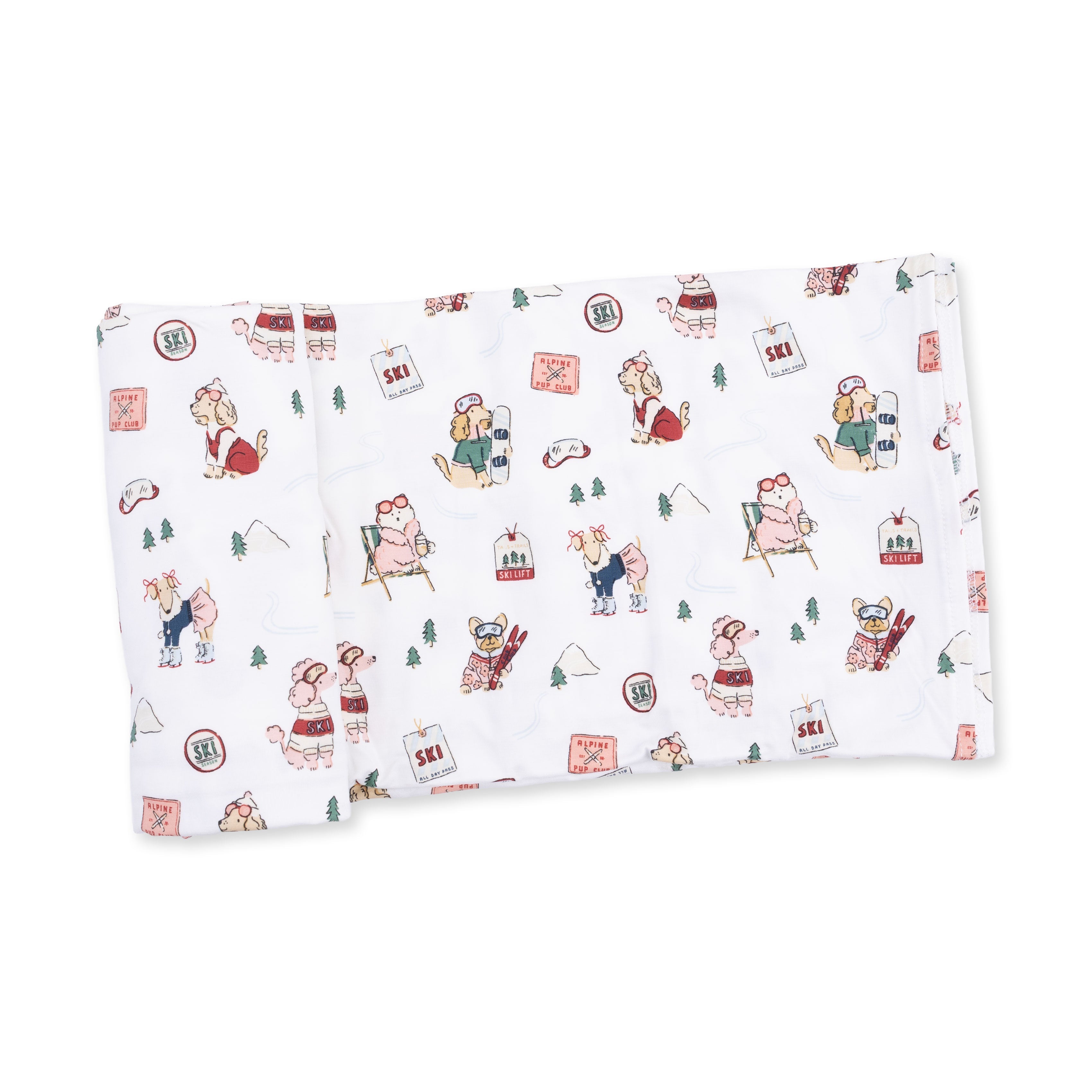 Winter Sports Dogs Pink - Swaddle Blanket