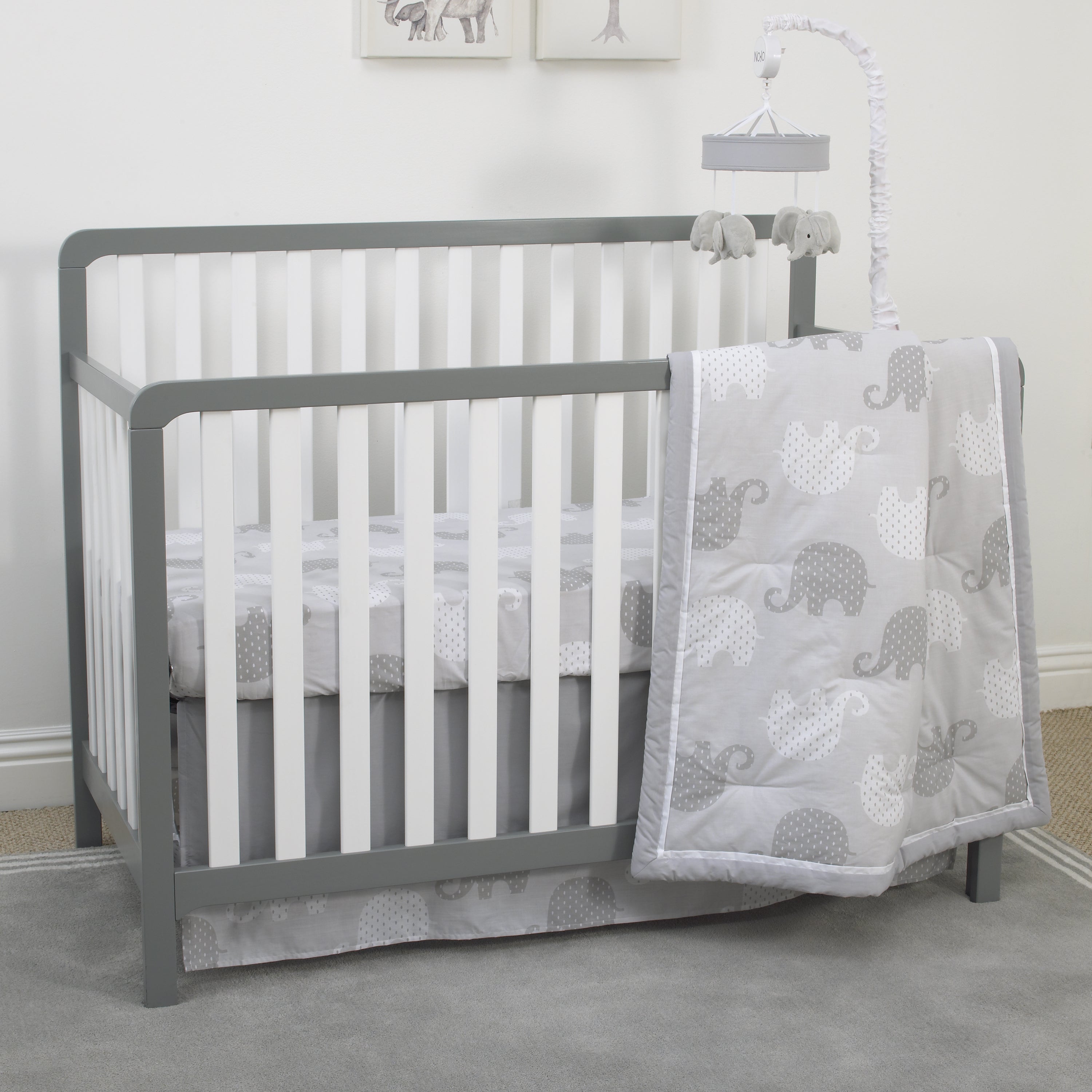 NoJo Dreamer Grey and White Elephant Musical Mobile