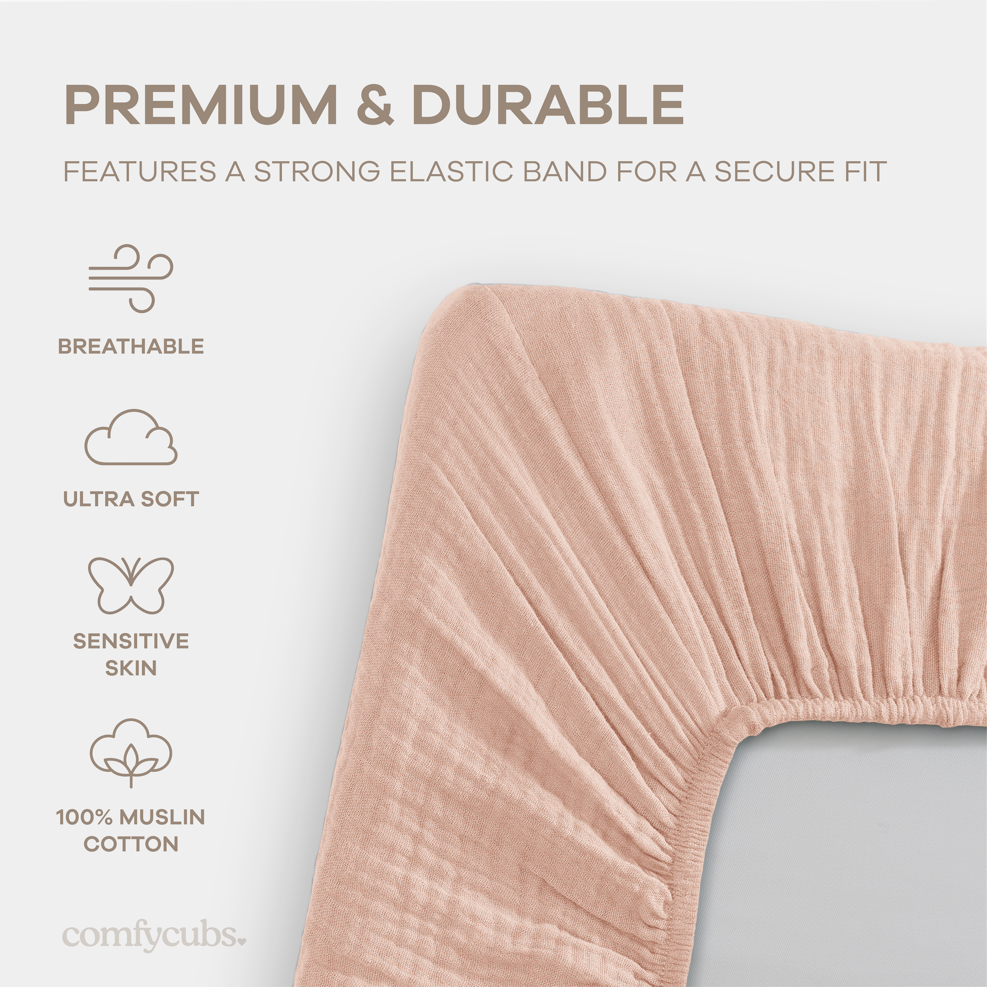 Muslin Cotton Bassinet Sheets, 2 Pack in Dusty Rose and Blush