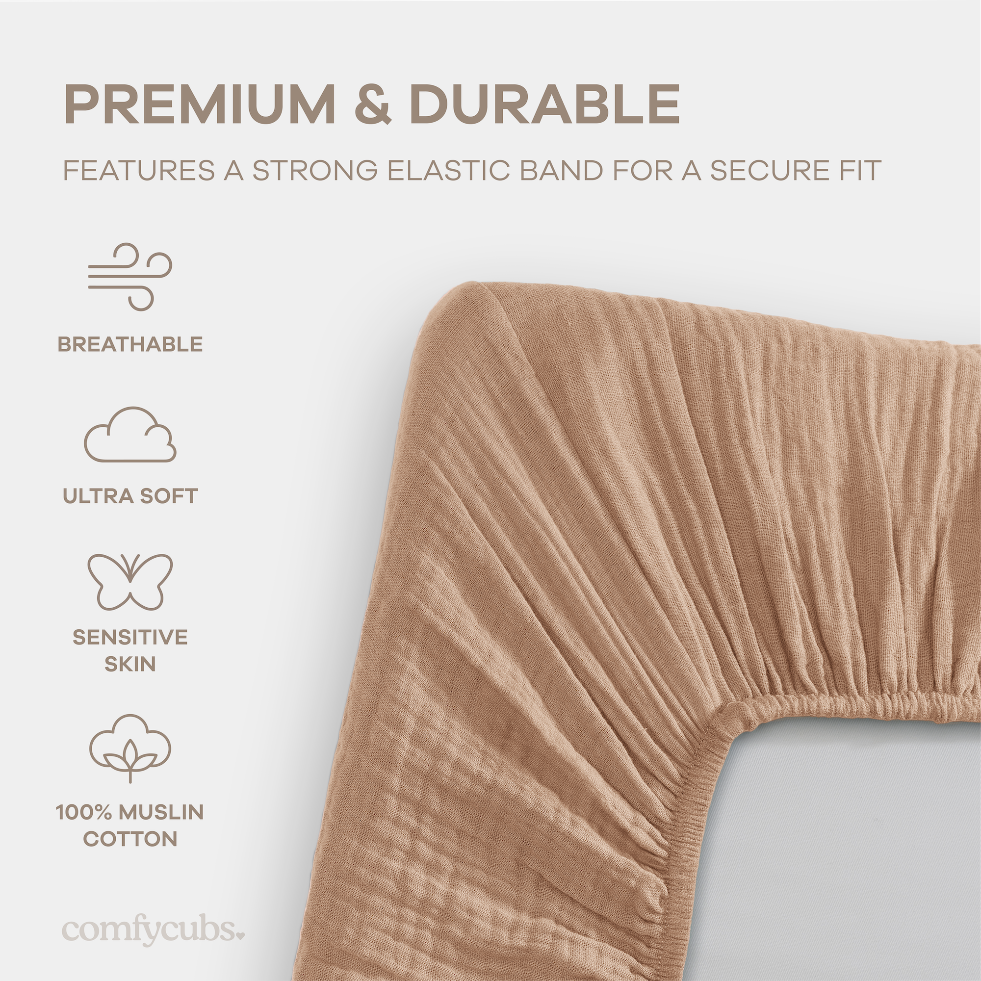 Muslin Cotton Bassinet Sheets, 2 Pack in Cedar and Cream