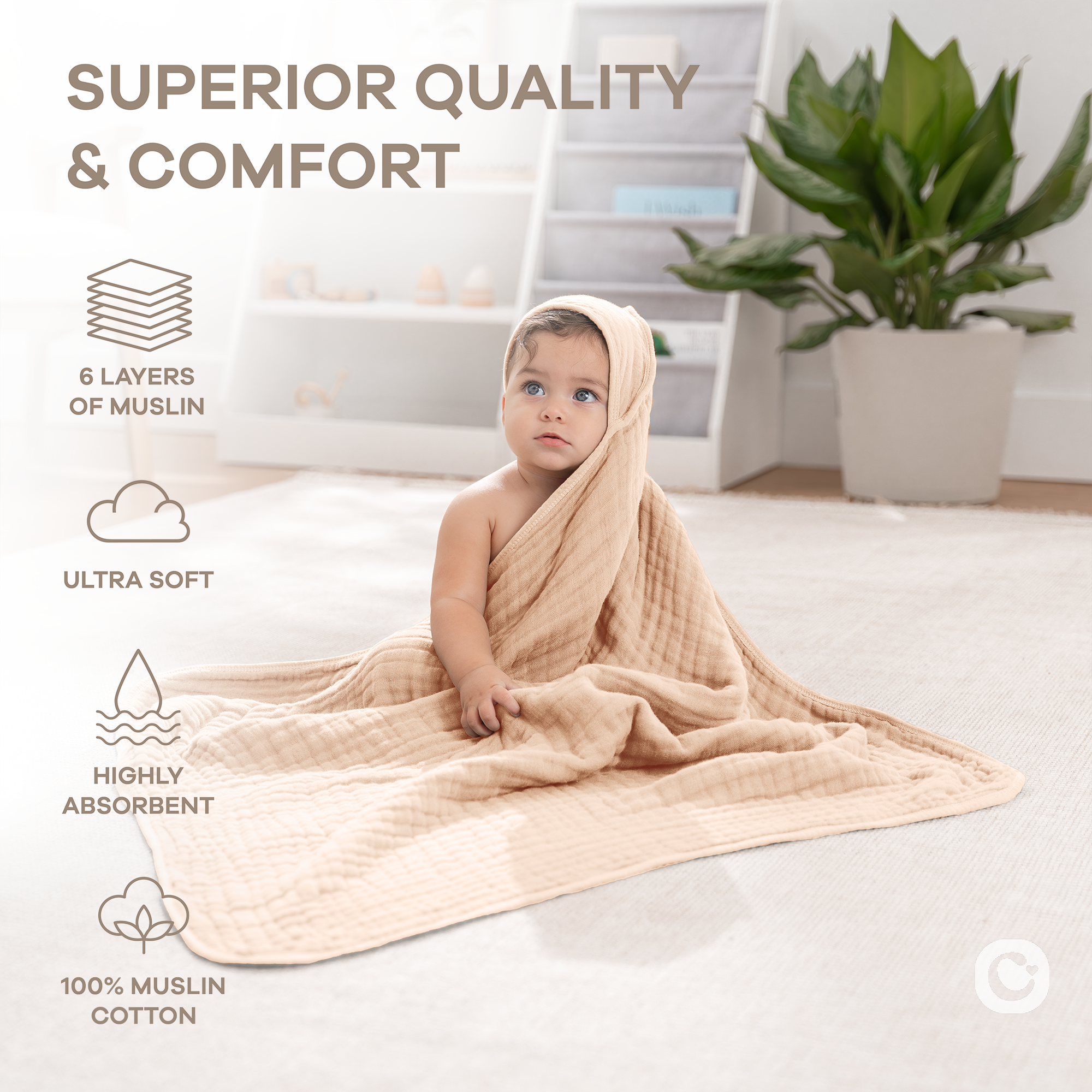 Baby Hooded Towels in Cream