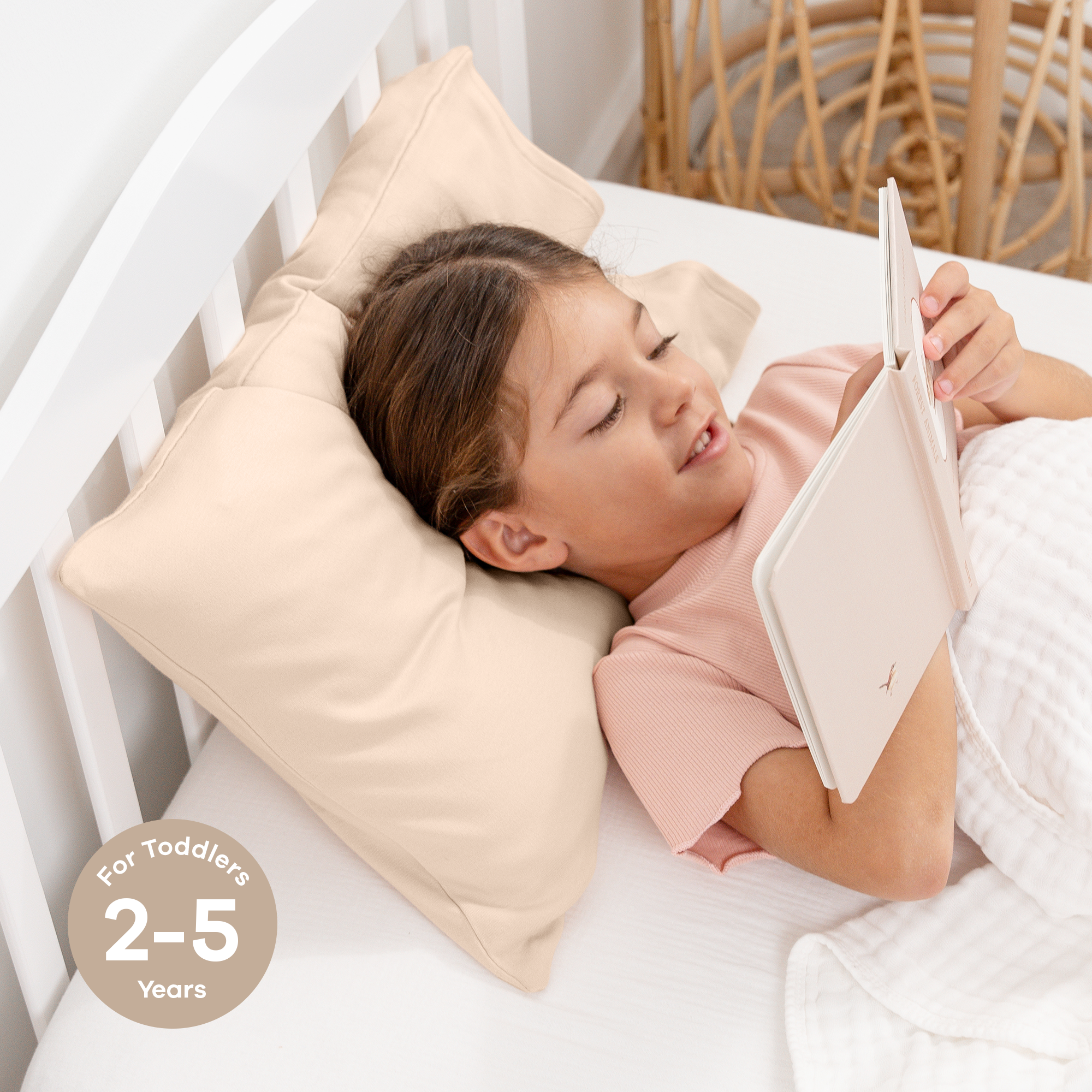 Toddler Pillows with Soft Cotton Pillow Case in Cream
