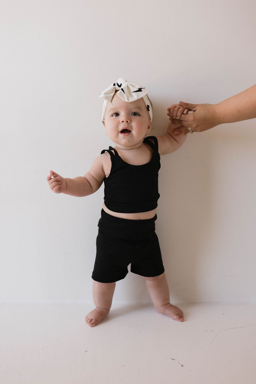 Bamboo Head Wrap | White & Black Bolt