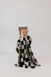 Hooded Towel | Black Checkerboard