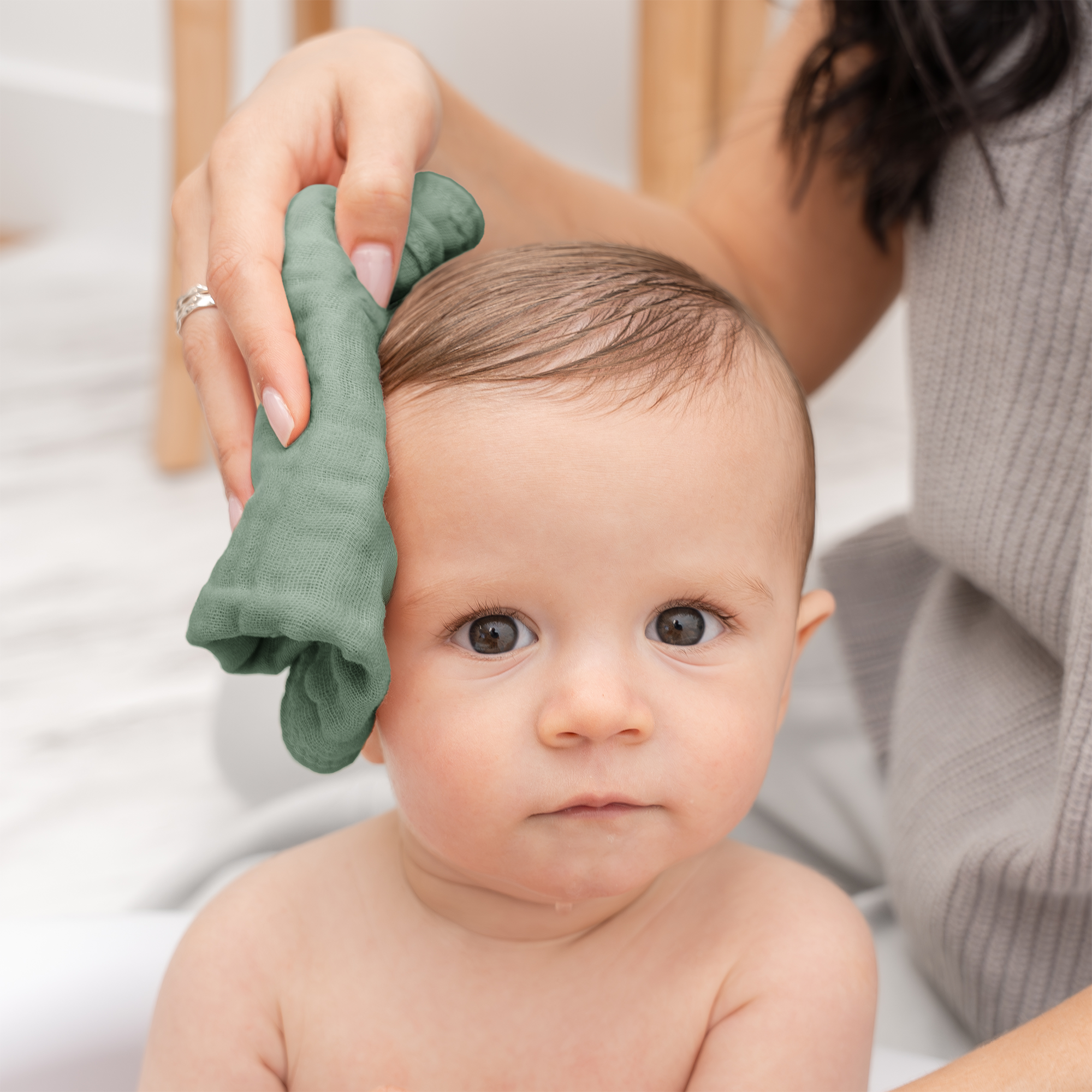Muslin Washcloths in Fern