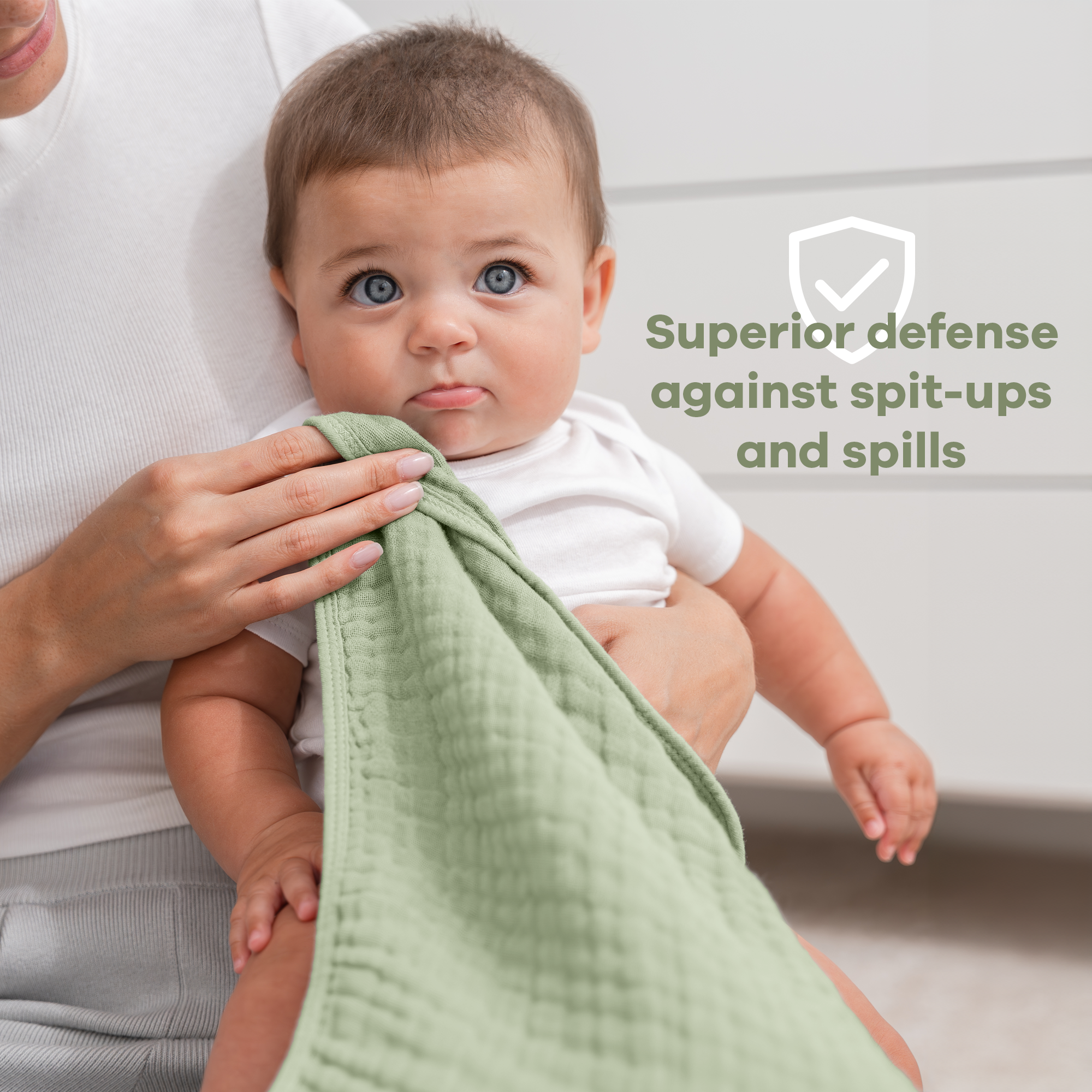 Muslin Burp Cloths in Sage