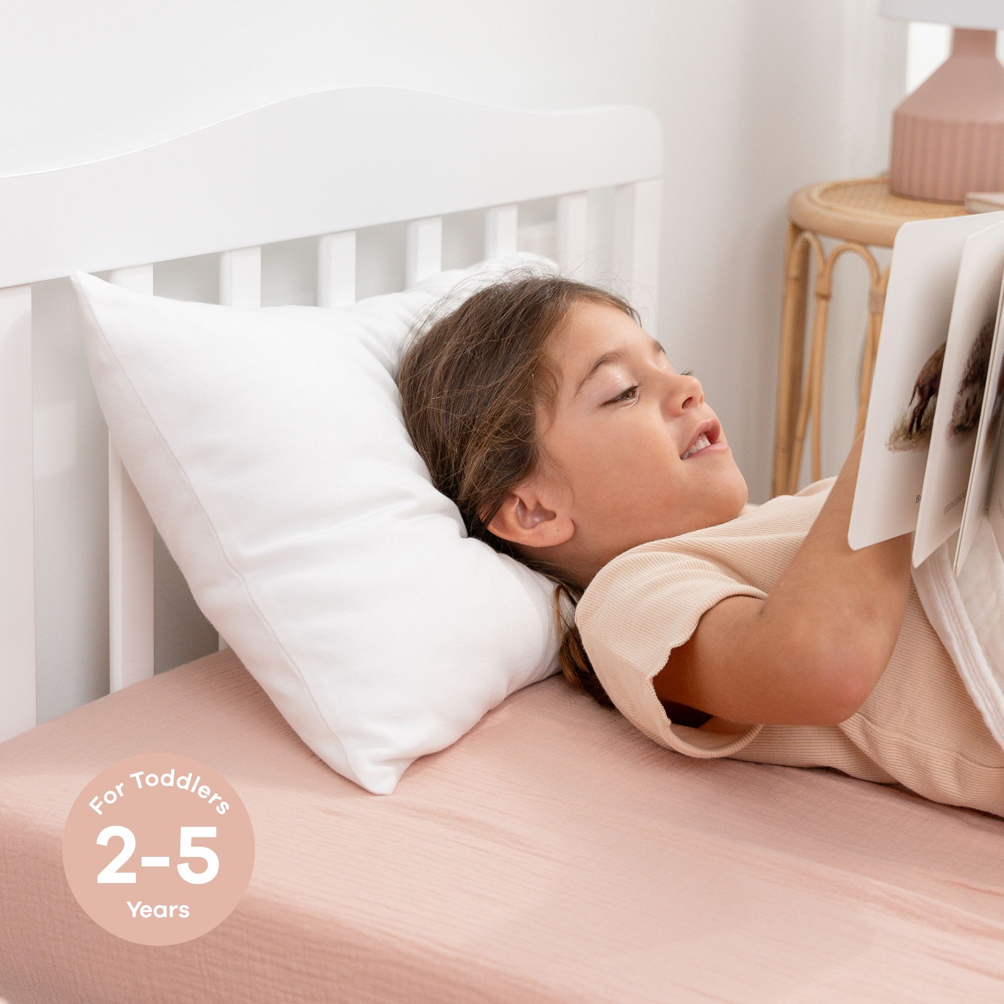 Toddler Pillows with Soft Cotton Pillow Case in White