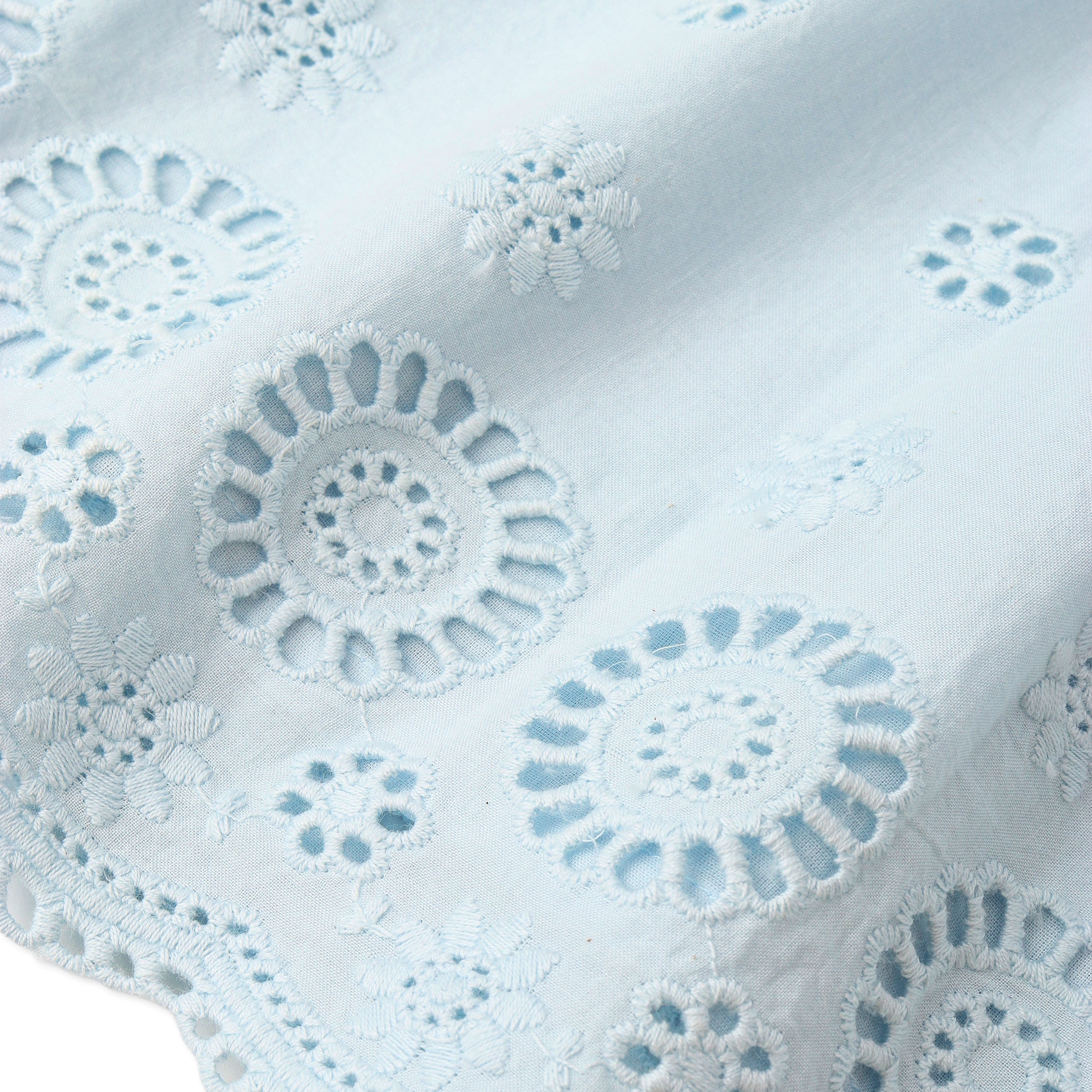 Organic Eyelet Top And Pant Set - Light Blue Eyelet