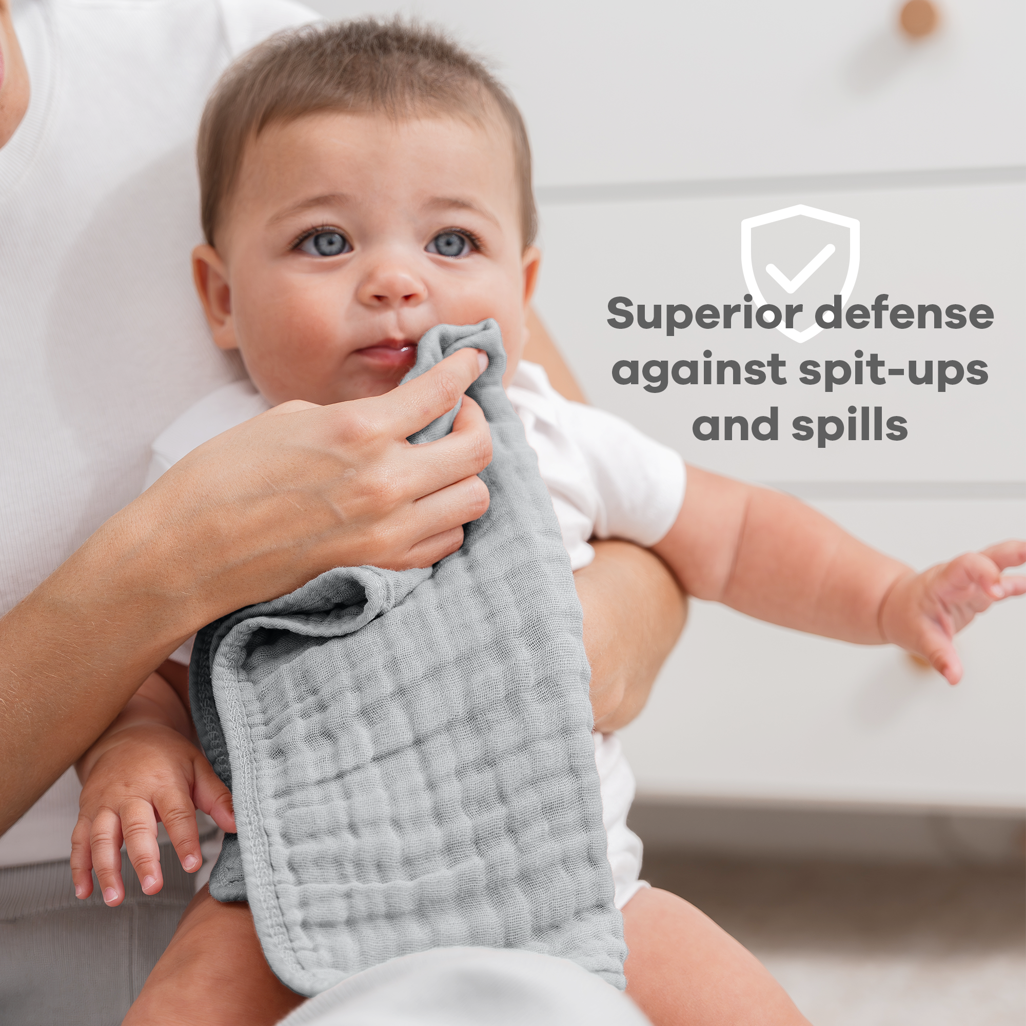 Muslin Burp Cloths in Heather Blue