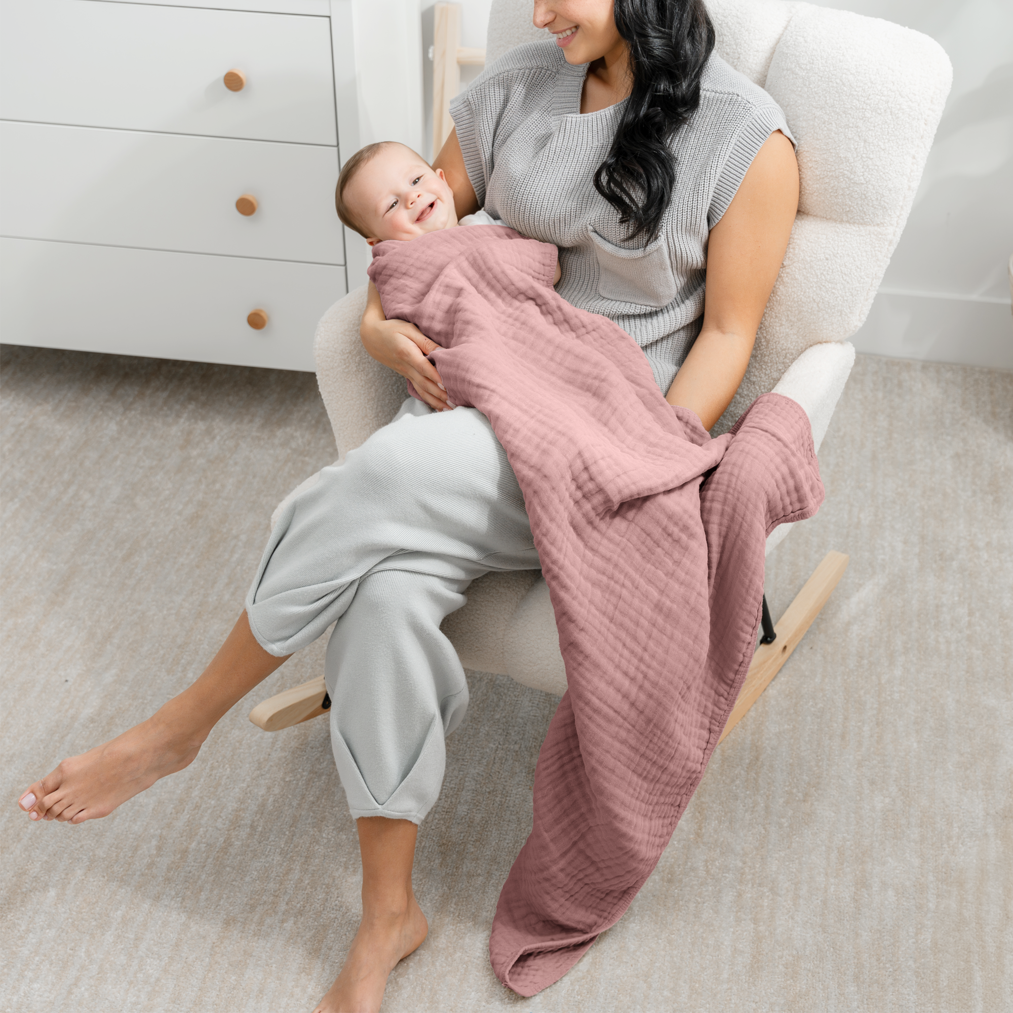 Baby Muslin Blanket in Mauve
