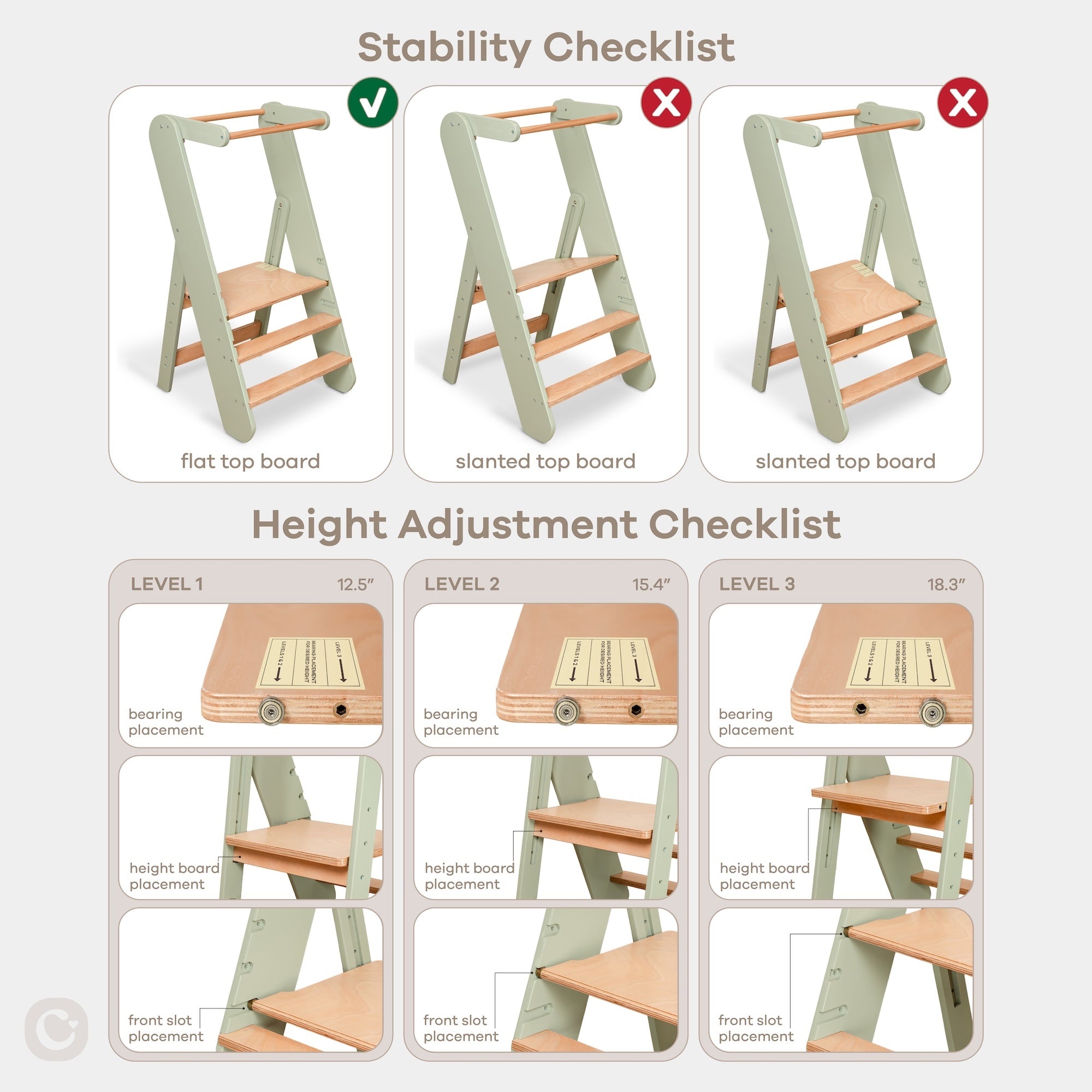 Kids Step Stool for Ages 3+ in Natural Wood
