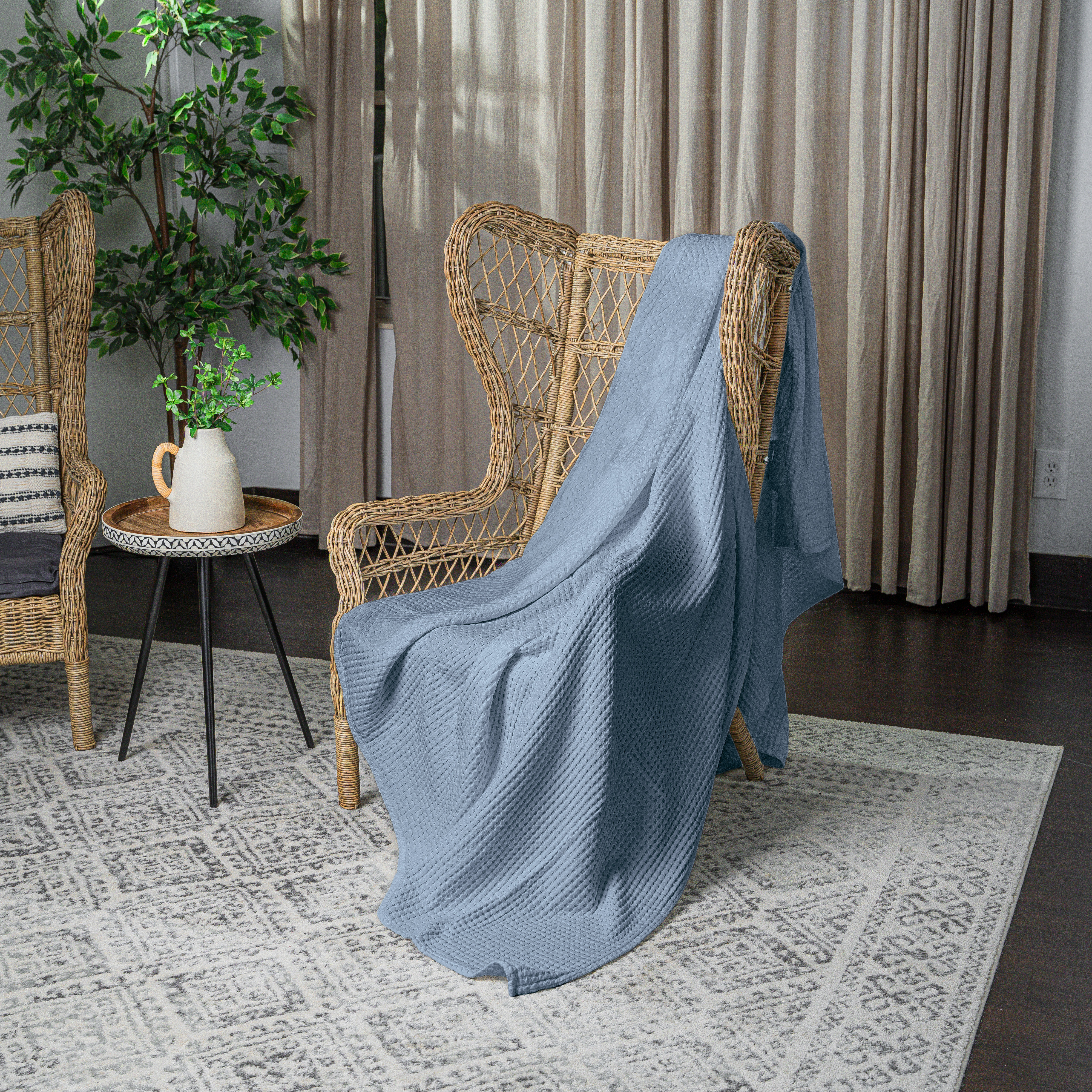 Adult Waffle Blankets in Pacific Blue