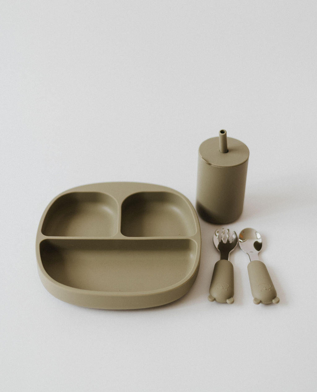Silicone  and stainless steel spoon and fork set