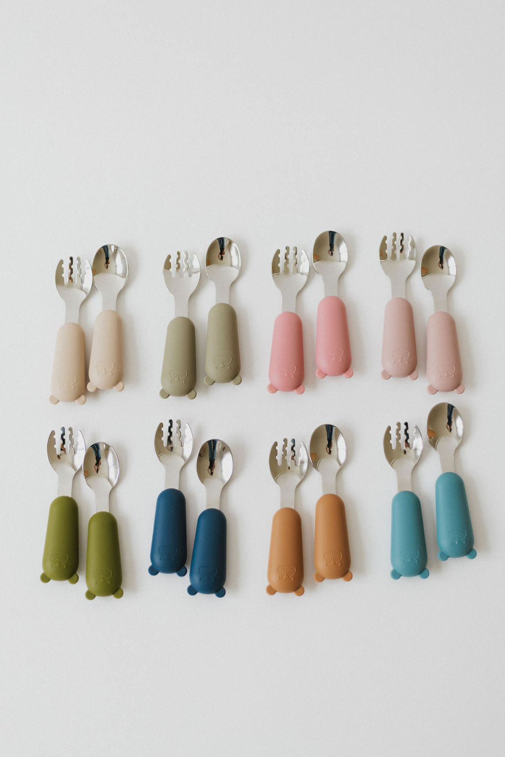 Silicone  and stainless steel spoon and fork set